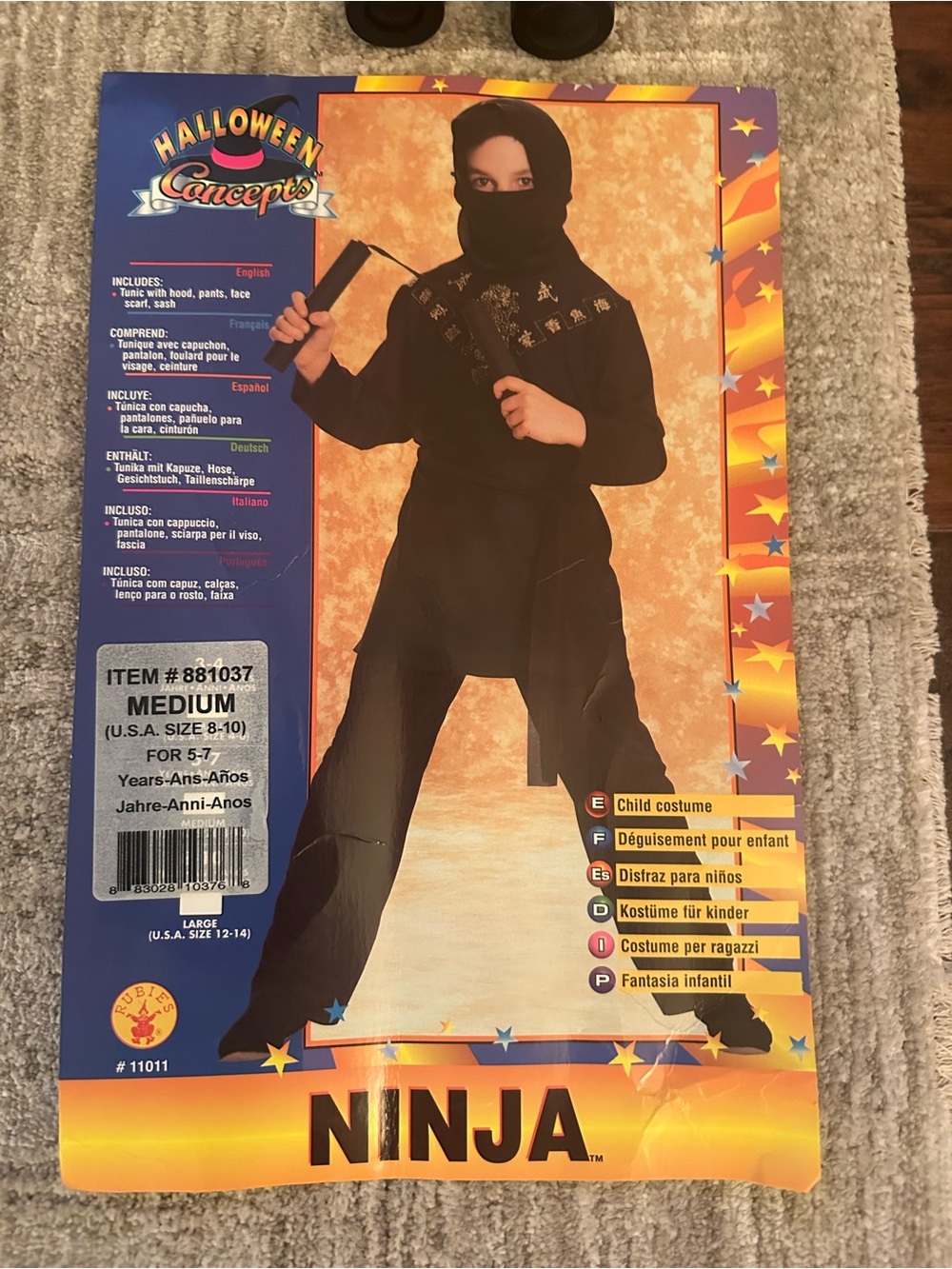 Kids Ninja Costume - Black - Medium